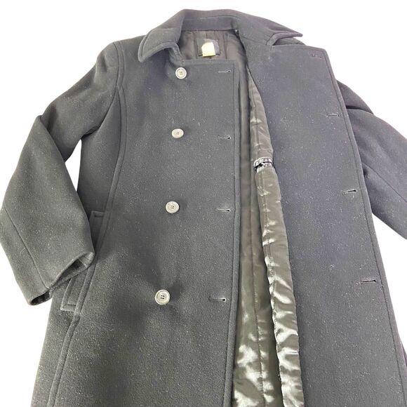 VTG J.Crew Wool Cashmere Double Button Black Coat Quilted Lining Women's Size 6 - Picture 6 of 14